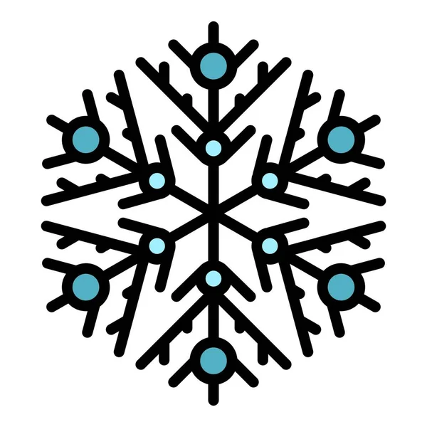 Eis Schneeflocke Symbol Farbe Umrissvektor — Stockvektor