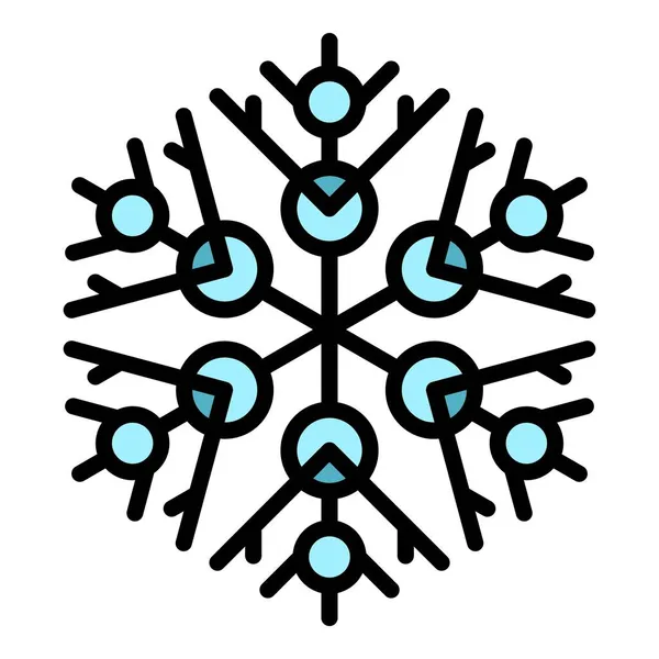 Saison Schneeflocke Symbol Farbe Umrissvektor — Stockvektor