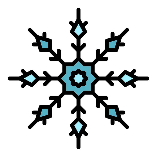 冬の雪の結晶アイコンカラーアウトラインベクトル — ストックベクタ