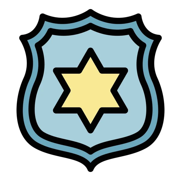 Ícone de emblema da polícia vetor de contorno de cor — Vetor de Stock