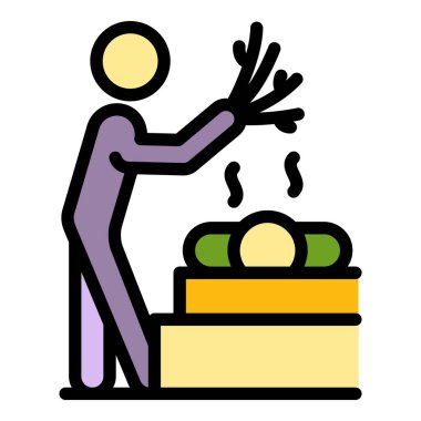 Rus sauna simgesi renk ana hatları vektörü