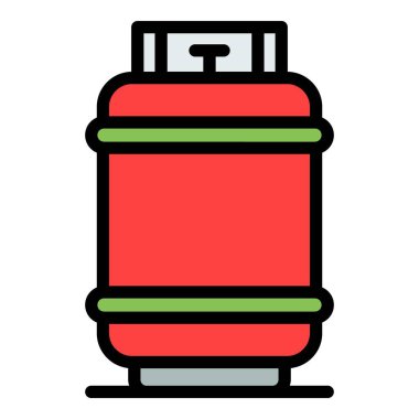 Turist gazı şişesi simgesi renk ana hatları vektörü