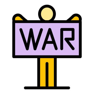 Ticaret savaş sancak simgesi renk ana hatları vektörü