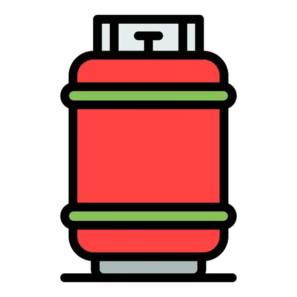 Turistický plyn láhev ikona barva obrysu vektor — Stockový vektor