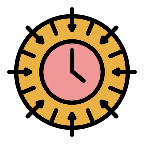 Uhr mit Pfeilen Symbol Farbe Umrissvektor — Stockvektor