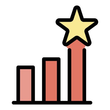 Çizelge ve yıldız simgesi renk ana hatları vektörü