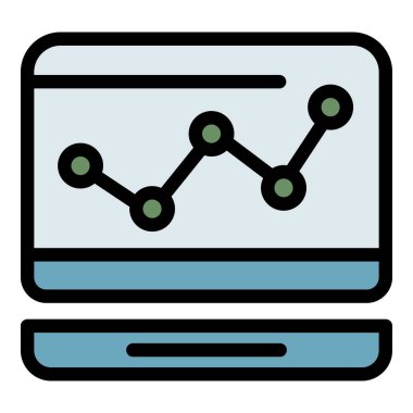 Dizüstü bilgisayar grafiği renk ana hatları vektörü