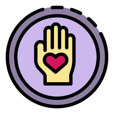 Gönüllü yardım simgesi renk ana hatları vektörü