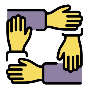 Dürüstlük ırkçılık simgesi renk ana hatları vektörü