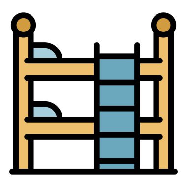 Ranza yatak simgesi renk ana hatları vektörü