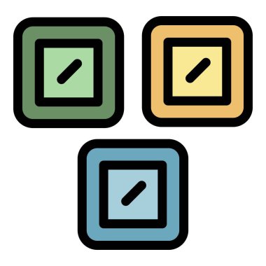 Çocuk odası resim simgesi renk ana hatları vektörü