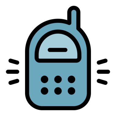 Çocuk odası telsiz ikonu renk ana hatları vektörü