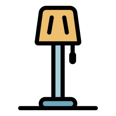 Çocuk odası lambası simgesi renk ana hatları vektörü