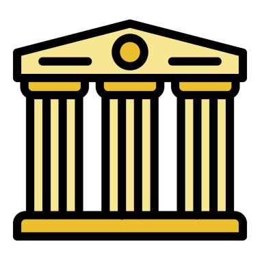 Tiyatro binası simgesi rengi ana hatları vektörü