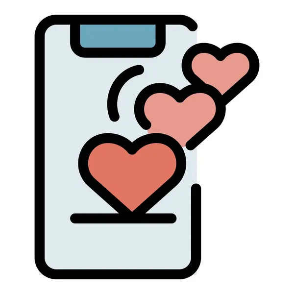 Вектор контура иконок смартфона и сердца — стоковый вектор
