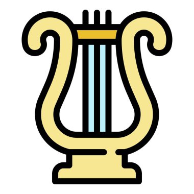 Müzikal harp simgesi renk ana hatları vektörü