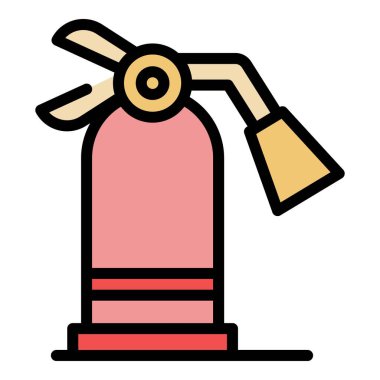 Güvenlik yangın söndürücü simgesi renk çizgisi vektörü