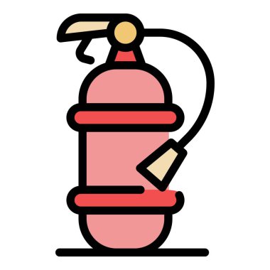 Yangın söndürme simgesi renk ana hatları vektörünü önle