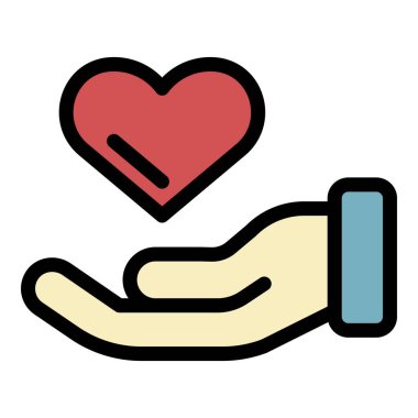 Kalbi elde sevmeye devam et simge renk ana hatları vektörü