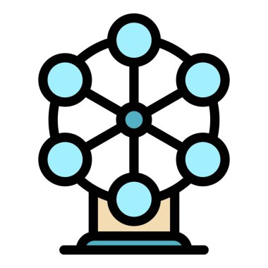 Dönme dolap simgesi renk dış hat vektörü