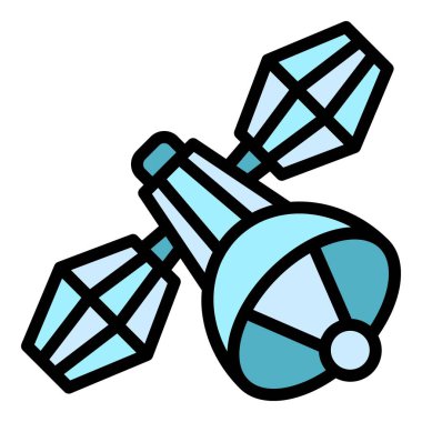 Mobil uydu simgesi renk ana hatları vektörü