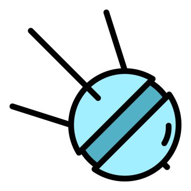 Uzay haritası uydu simgesi renk ana hatları vektörü