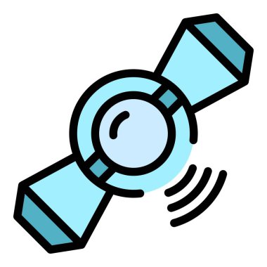 Nesne uydu simgesi renk ana hatları vektörü