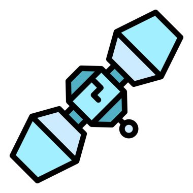 Modern uydu simgesi renk ana hatları vektörü