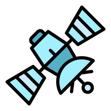 Element uydu simgesi renk ana hatları vektörü