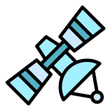 Aktarım uydu simgesi renk ana hatları vektörü