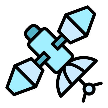 Kozmos uydu simgesi renk ana hatları vektörü