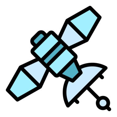 Gezegen yapay uydu simgesi renk ana hatları vektörü