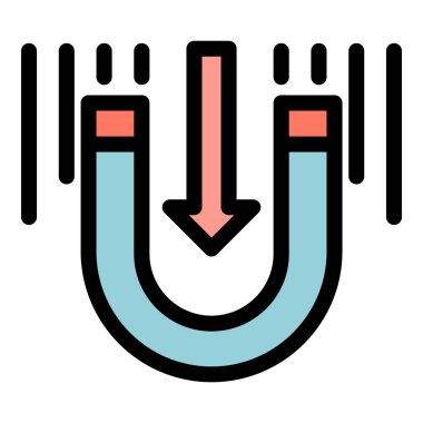 Yerçekimi damlası mıknatıs simgesi renk ana hatları vektörü