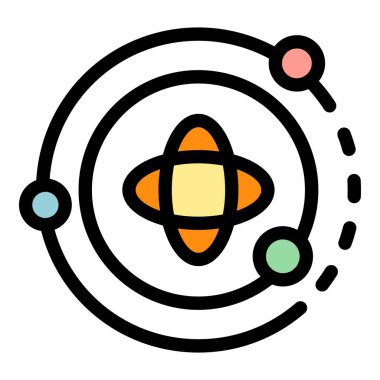 Güneş sistemi yerçekimi simgesi renk ana hatları vektörü