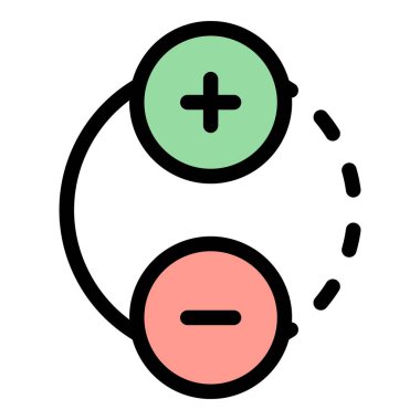 Artı eksi yerçekimi simgesi renk ana hatları vektörü