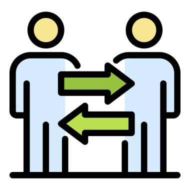 İş eğitimi ikonu renk ana hatları vektörü çalıştırılıyor