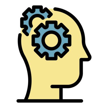 İş düşünme simgesi rengi ana hatları vektörü