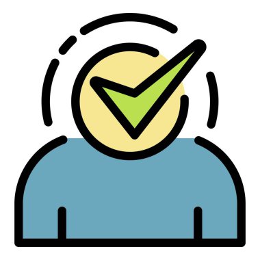 Onaylanmış işletme yöneticisi simgesi renk ana hatları vektörü