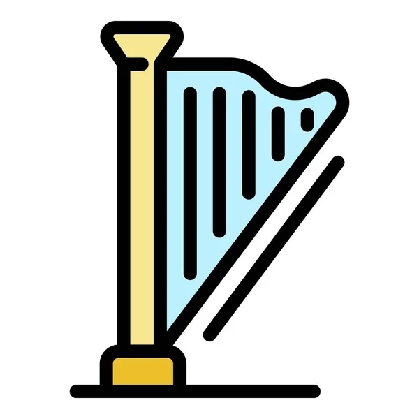 Musical harp icon color outline vector — Stock Vector