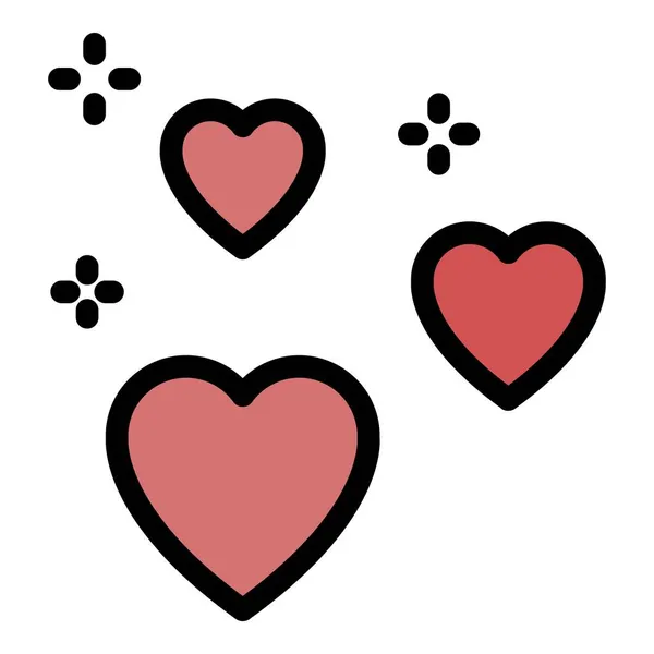 Блестящие любящие сердца иконка вектор цвета контура — стоковый вектор