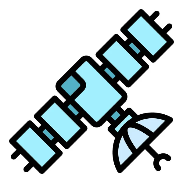 Nowoczesny satelita ikona kolor konturu wektor — Wektor stockowy