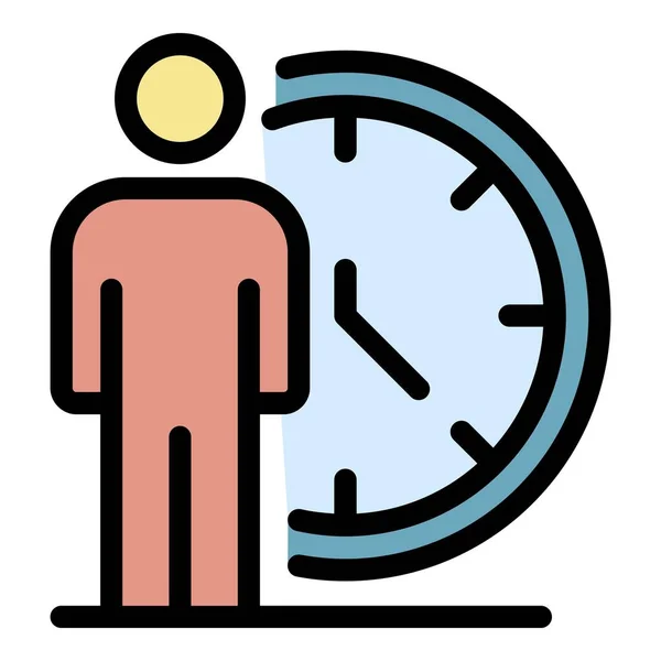 Negocios formación reloj tiempo icono color contorno vector — Vector de stock