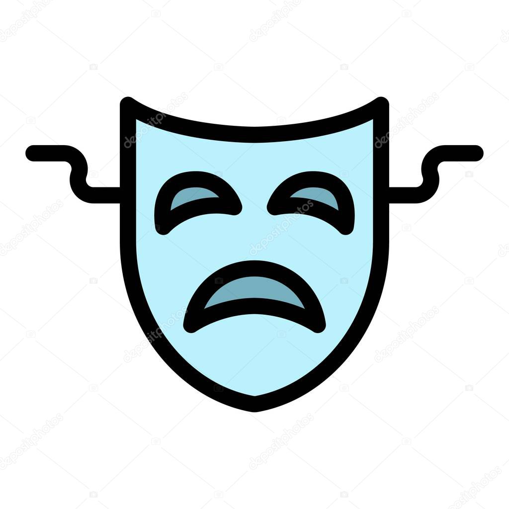Sad theatre mask icon color outline vector