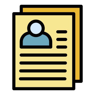 İstatistiksel cv kağıt simgesi renk ana hatları vektörü