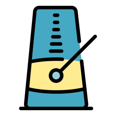 Metronom enstrüman simgesi renk ana hatları vektörü