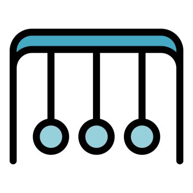 Newton beşik simgesi renk ana hatları vektörü