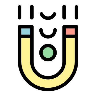 Küre yerçekimi mıknatısı simgesi renk ana hatları vektörü