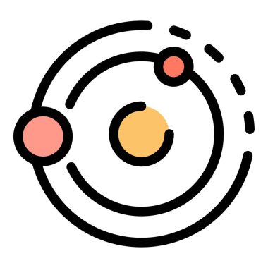 Güneş sistemi evren yer çekimi ikonu renk ana hatları vektörü