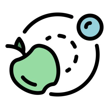 Elma yerçekimi güneş sistemi simgesi renk ana hatları vektörü