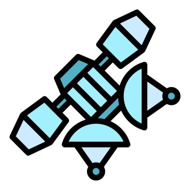 Uydu simgesi renk ana hatları vektörü